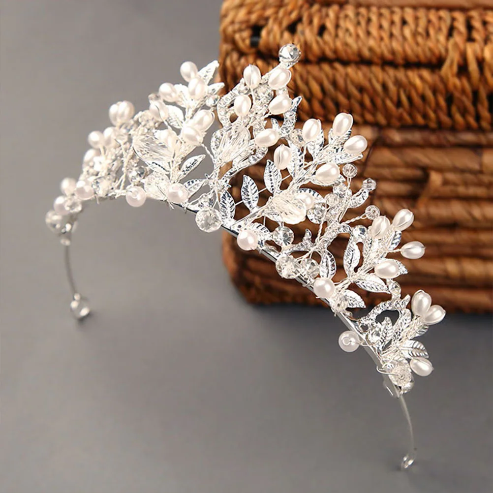 

Elegant Bridal Crown Lightweight Pearl Crystal Design Wedding Tiara Hair Decorations Fairytale Headdress For Women Glittering
