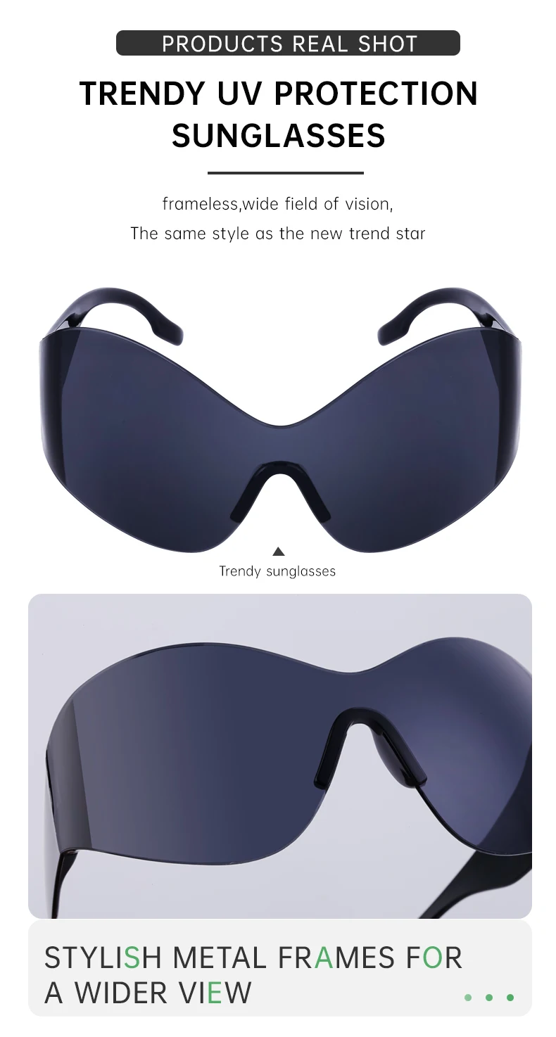 Randlose Schmetterling Sonnenbrille Frauen Männer Streetwear Y2K Sonnenbrille für Weibliche Übergroße Punk Sonnenbrille Männliche Sportbrille Unisex – Detail 11