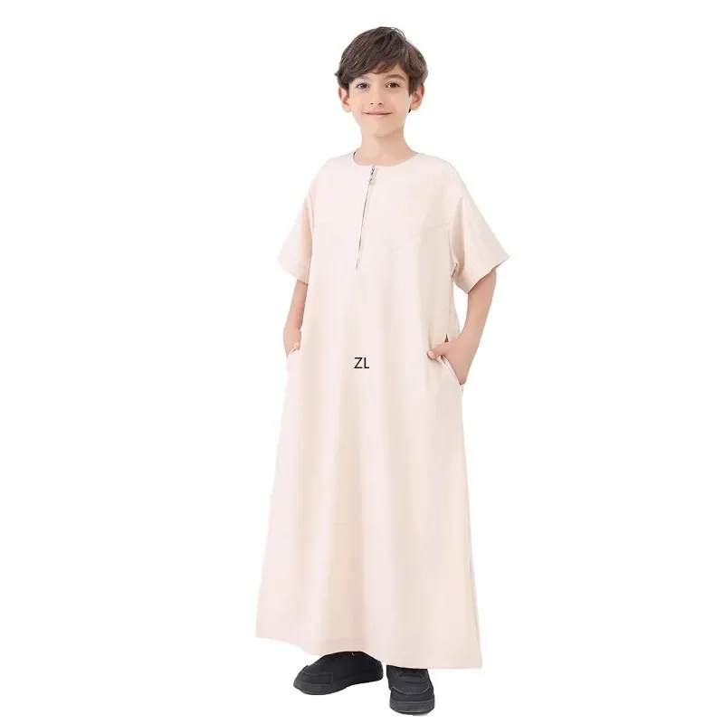 Eid Djellaba Boy Kids Jubba Thobe Muslim Islam Child Clothing Saudi Arabic Robe Turkey Dubai Abaya Kaftan Ramadan Zipper Thoub