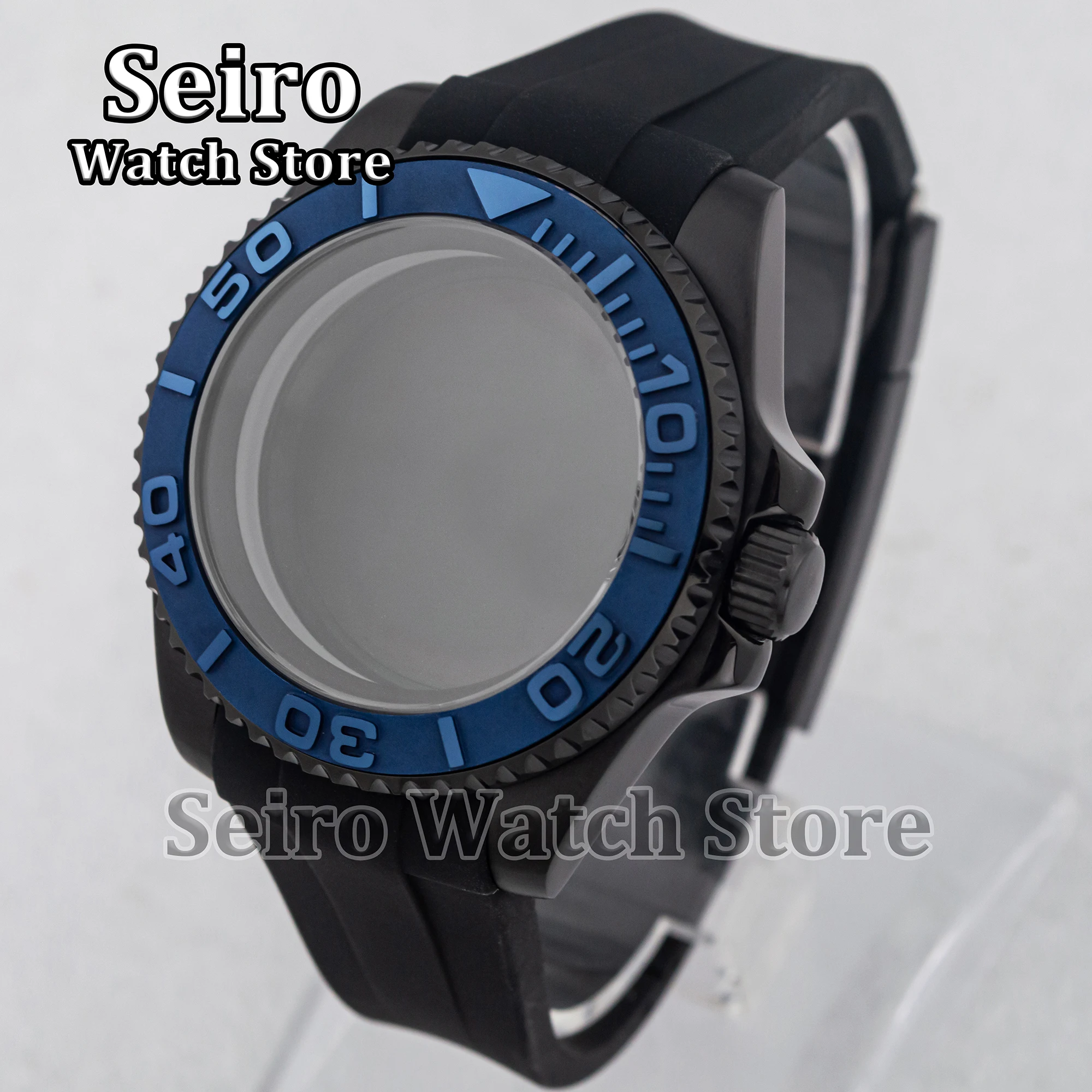 40MM Watch Case Sapphire Glass Rubber Strap Yacht-master Stainless Steel 100M Waterproof Watch Parts for NH35 NH34 NH36 Movement