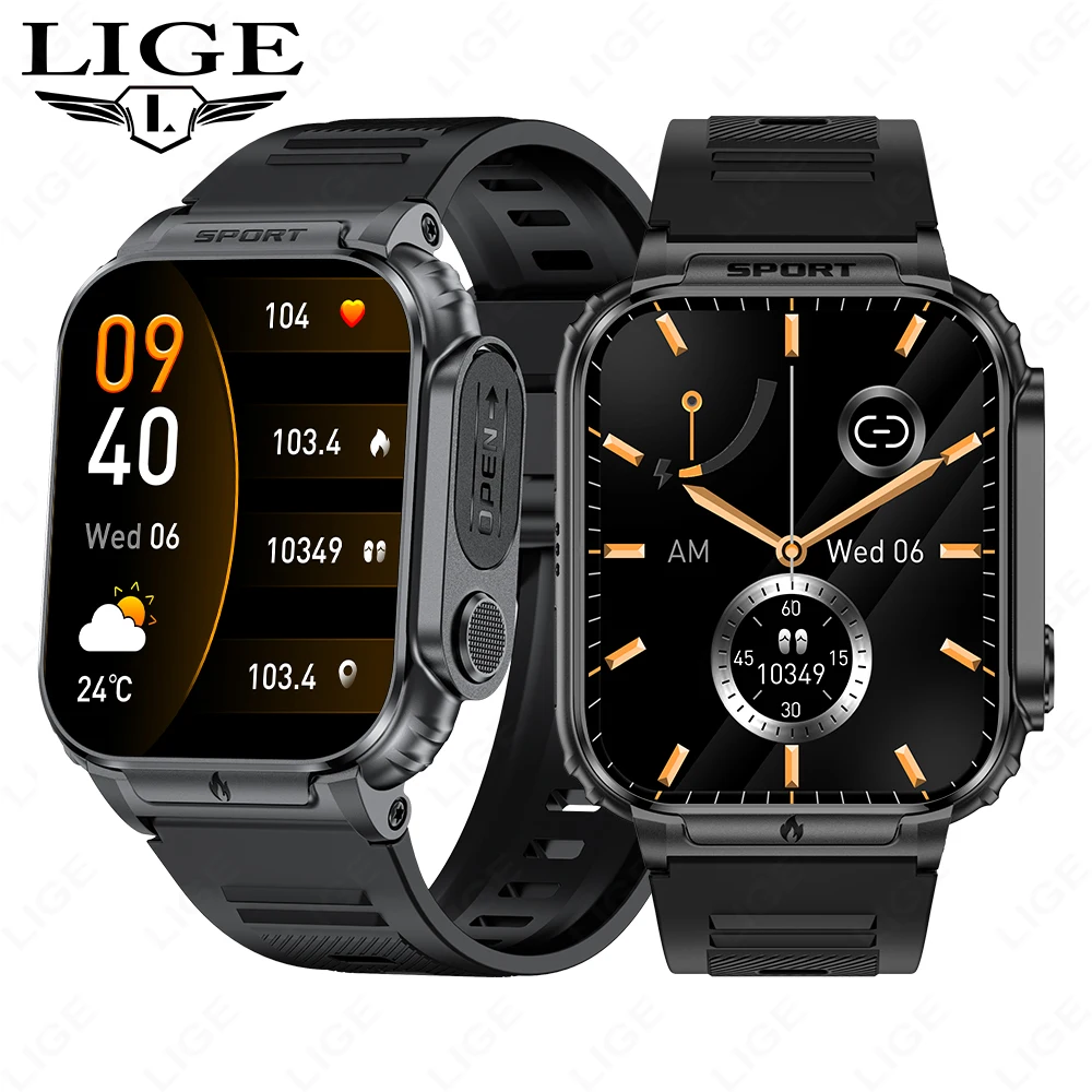 LIGE 2026 Smart Watch 1.95'' Large Screen Sports Sleep Monitor Bluetooth Call Waterproof 500mAh Battery Outdoor Men Smartwatch