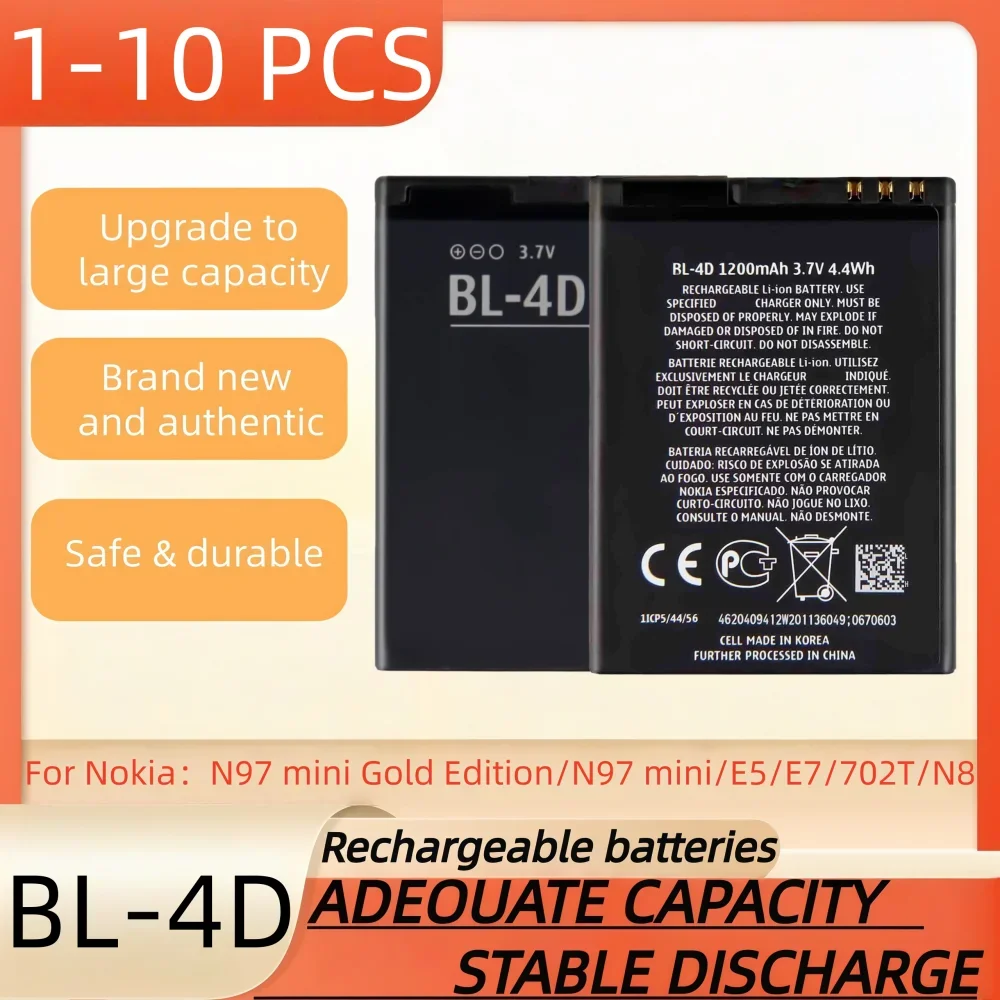 3.7V 1200mAh battery BL-4D rechargeable battery suitable for Nokia N97 mini Gold Edition/N97 mini/E5/E7/702Tmobile phone battery