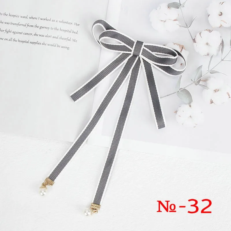 Perle Band Brosche Pin Frauen Fliege Vintage Schule Mädchen Weiß Kragen Schmuck Bowknot Shirts Krawatte Candy Farbe Rot Schmetterling – Detail 32