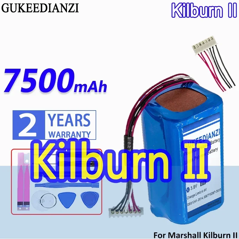 High Capacity GUKEEDIANZI Battery 7500mAh For Marshall Kilburn II 2 C196A1 7252-XML-SP Bluetooth Speaker with 7-wire Plug