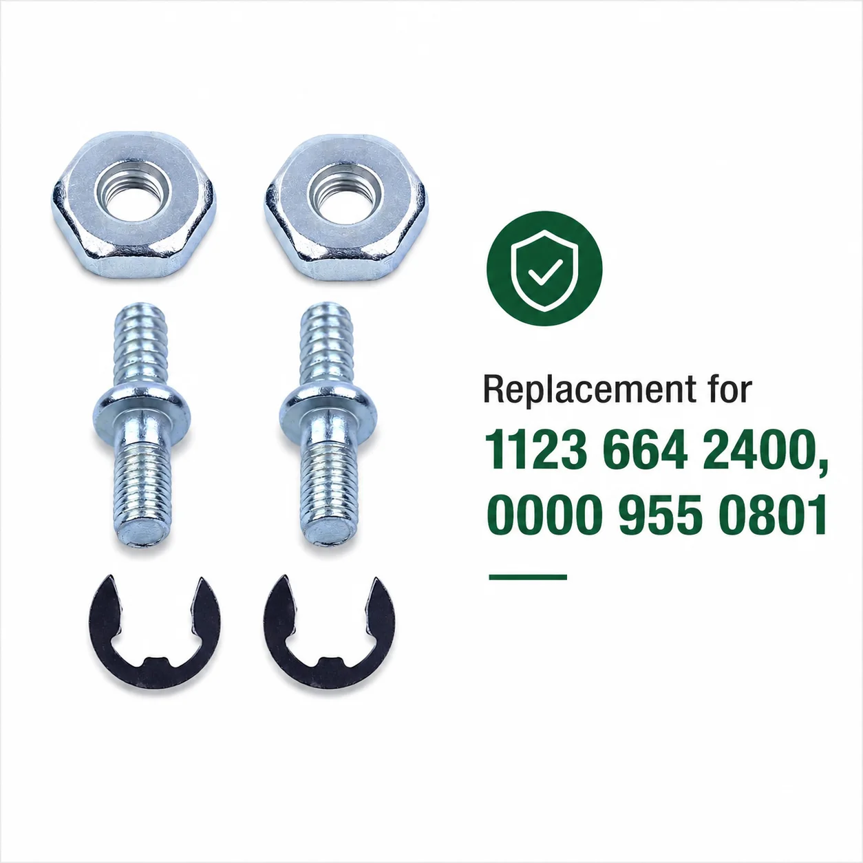 2Pcs Adjuster Chainsaw Tensioner Bar Studs Nuts E-Clip Kit for Stihl MS210 MS230 MS250 Replacement Saw Parts OEM 0000 955 0801