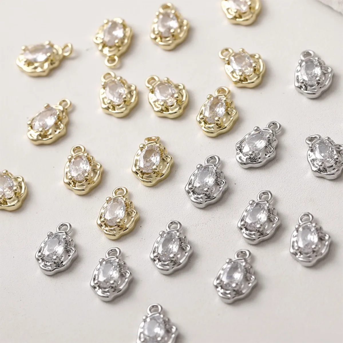 Brass Gold Plated Color‑Retentive Zircon‑Set Irregular Abstract Pendant DIY Beaded Earring Necklace Jewelry Making Supplies