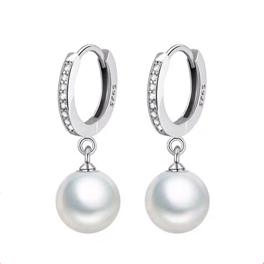 Pearl Hoop Earrings For Women Silver Sample 925 Earrings Hoops Pearls Jewelry