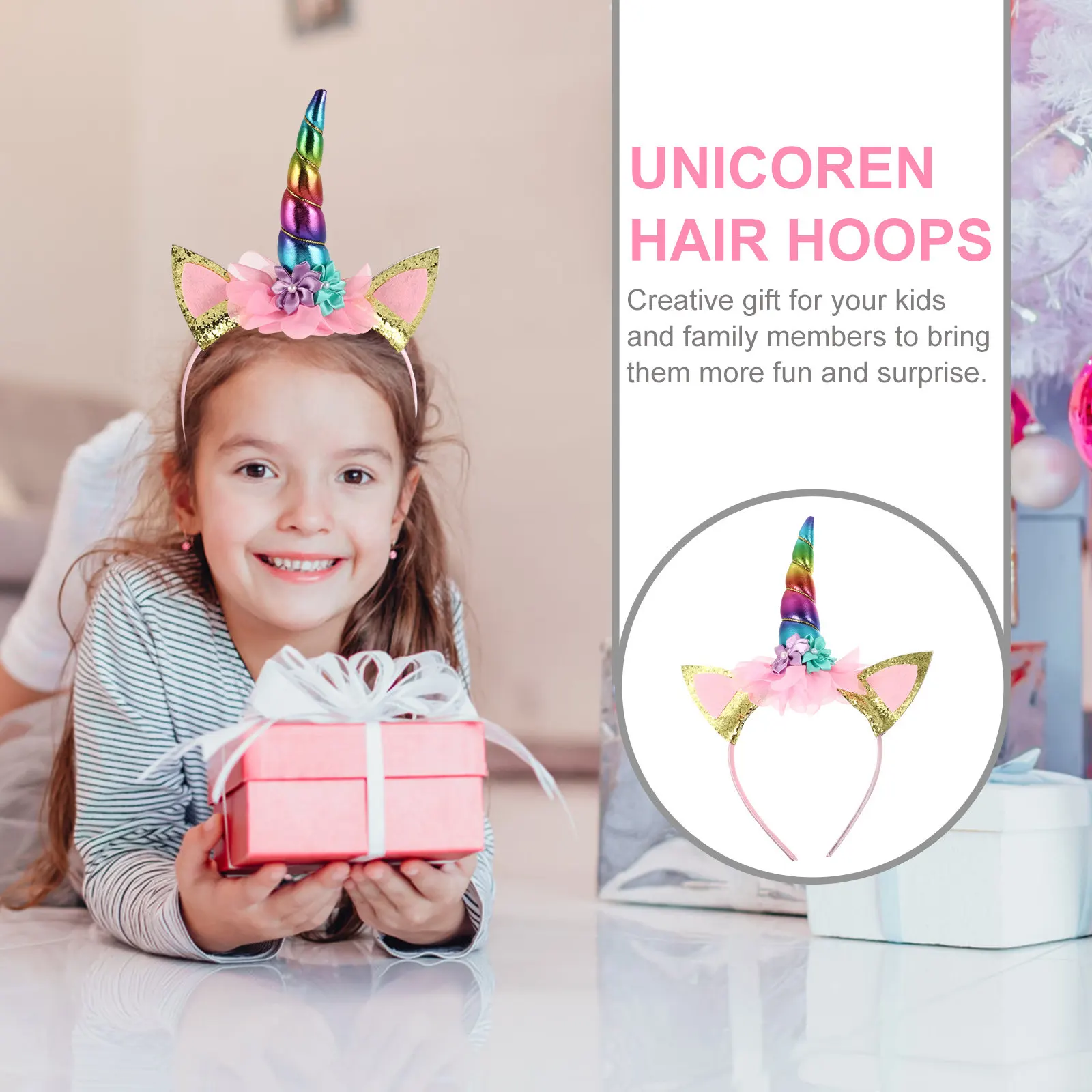 Unicorn Headband Children Hair Bands Lightweight Comfortable Fits Most Kids Non-Deformation Ideal for Party Carnival Christmas