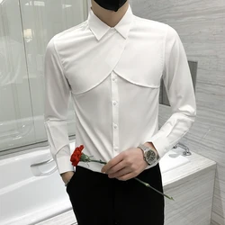 2022 Personalized Design Men's Shirt Long Sleeve Slim Casual Shirt Social Party Tuxedo Host Singer Formal Shirts Streetwear Tops