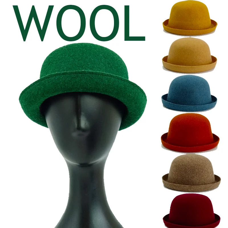 Gorra multi-color wool hat new winter hat retro men's and women's trend wool bowler hat soft hat adult шапка женская