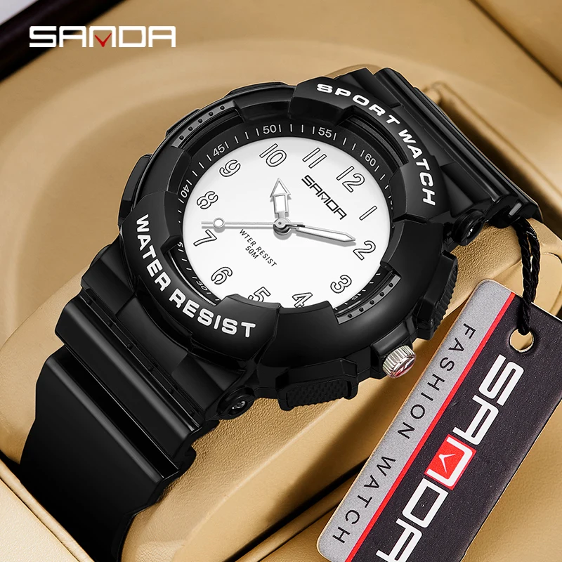 Fashion Sanda Top Brand Men's Women Sports Quartz Style Luxury Lady Simple Wrist Watch Waterproof Unisex Clock Reloj Hombr