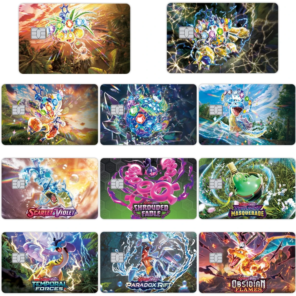 

Diy Anime Scarlet and Violet Ptcg Logo PKM Cartoon Bank Debit Credit Card Stickers Fashion No Fade Self-adhesive Skin Film Cover