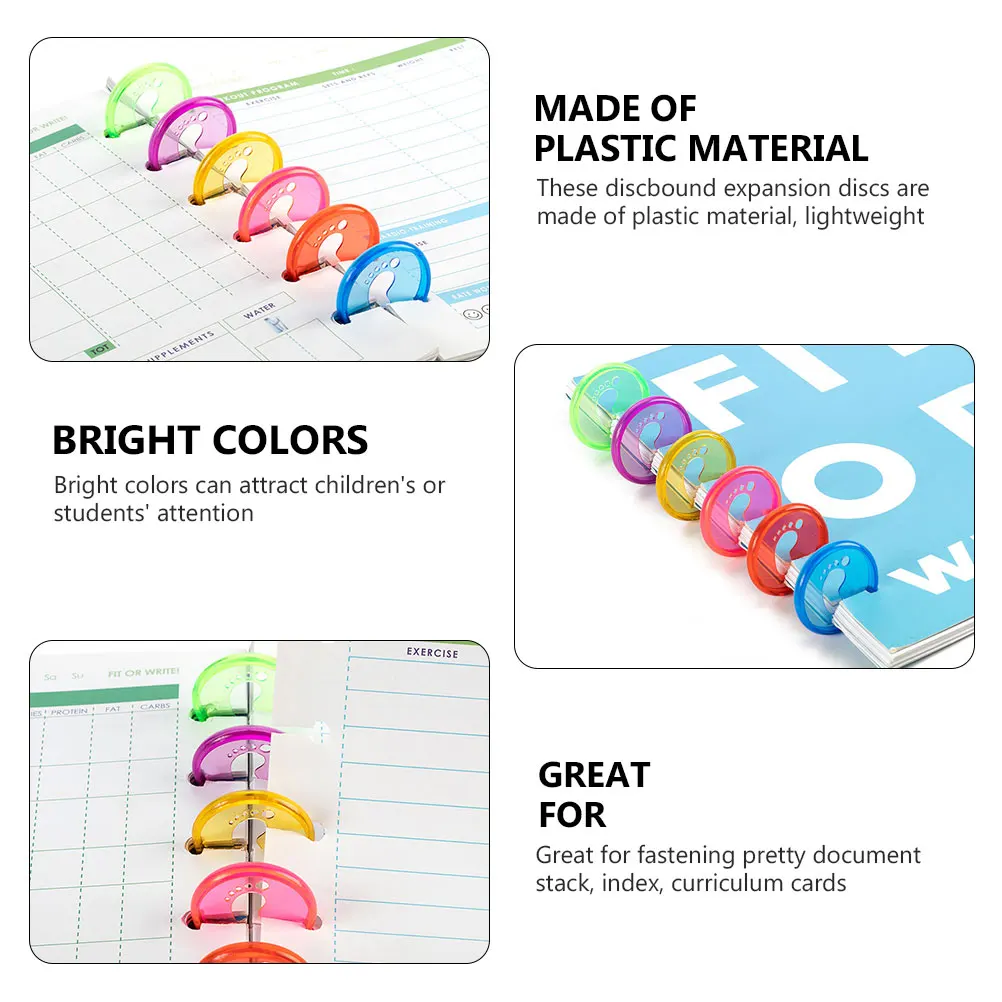 

40pcs Multicolor Loose Leaf Binder Rings Discbound Expansion Binding Discs For Organizing Documents Papers Keys Smooth Plastic