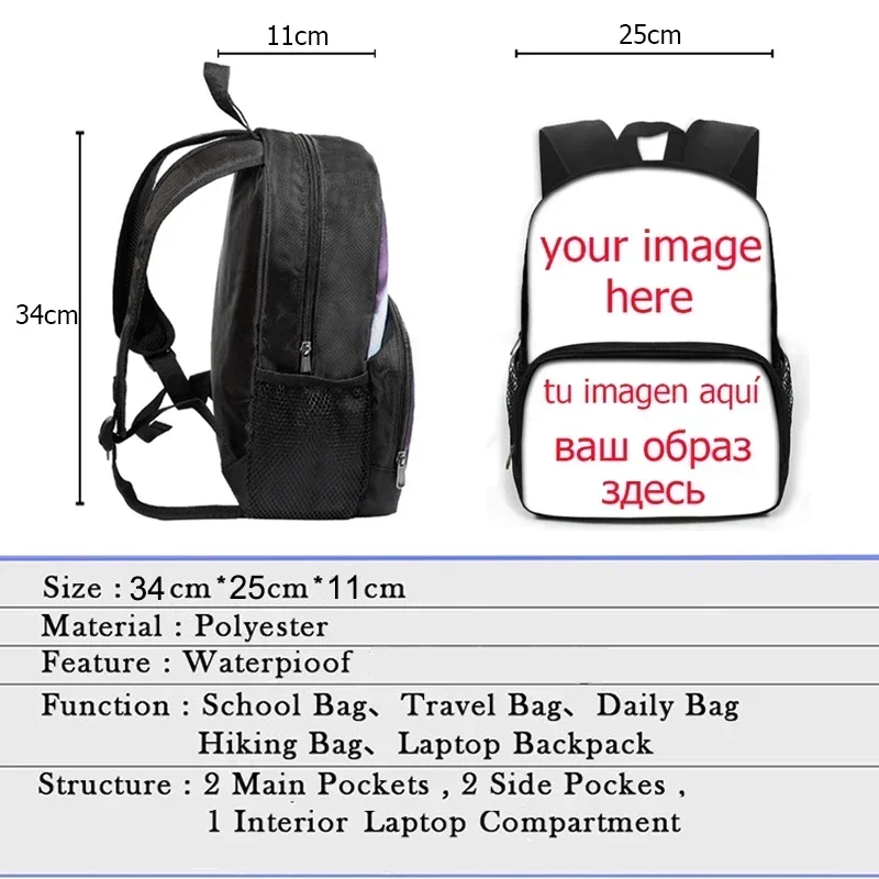 Customize Your Image Name Engrave Backpack 13 Inch DIY Schoolbags Kindergarten For Children Rucksack Fashion Book Bags Gift