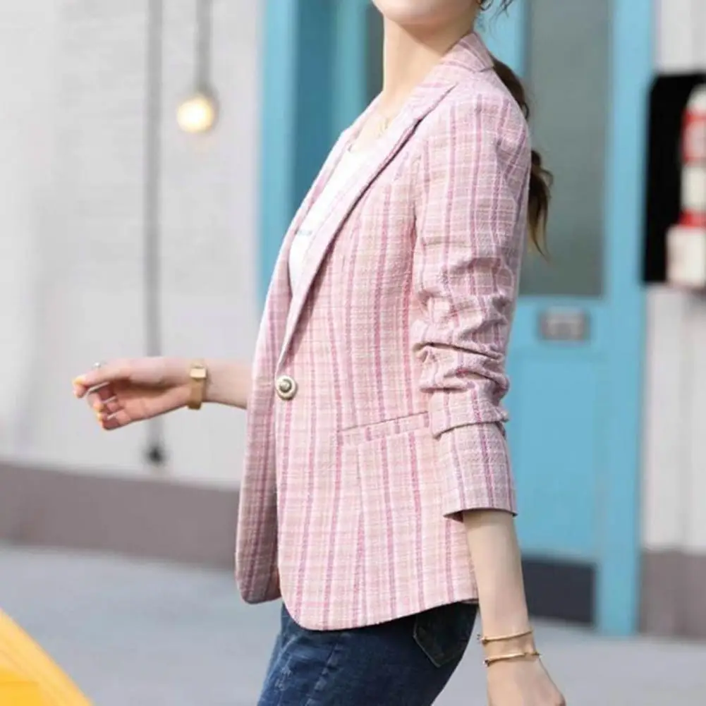 Fashionable White Checkered Suit Jacket For Women 2025 Spring Autumn Small Fragrant New Design Elegant Suit Coat Female Blazer