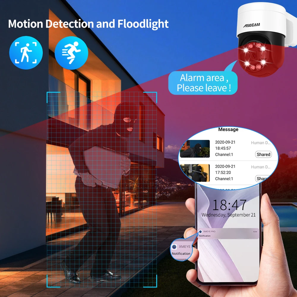 8MP 4K PTZ IP Camera Face Detection Audio POE Outdoor H.265 Onvif CCTV RTSP Color Night Vision AI Street Security Camera Xmeye