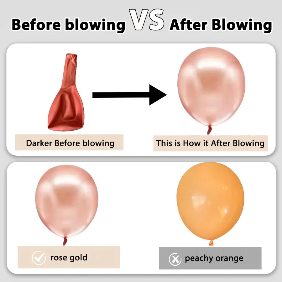 بالونات قصاصات ذهبية وردية 50 قطعة 12 بوصة من بالونات اللاتكس باللون الأبيض والذهبي الوردي مع سلسلة 33 قدم لعيد الميلاد #5