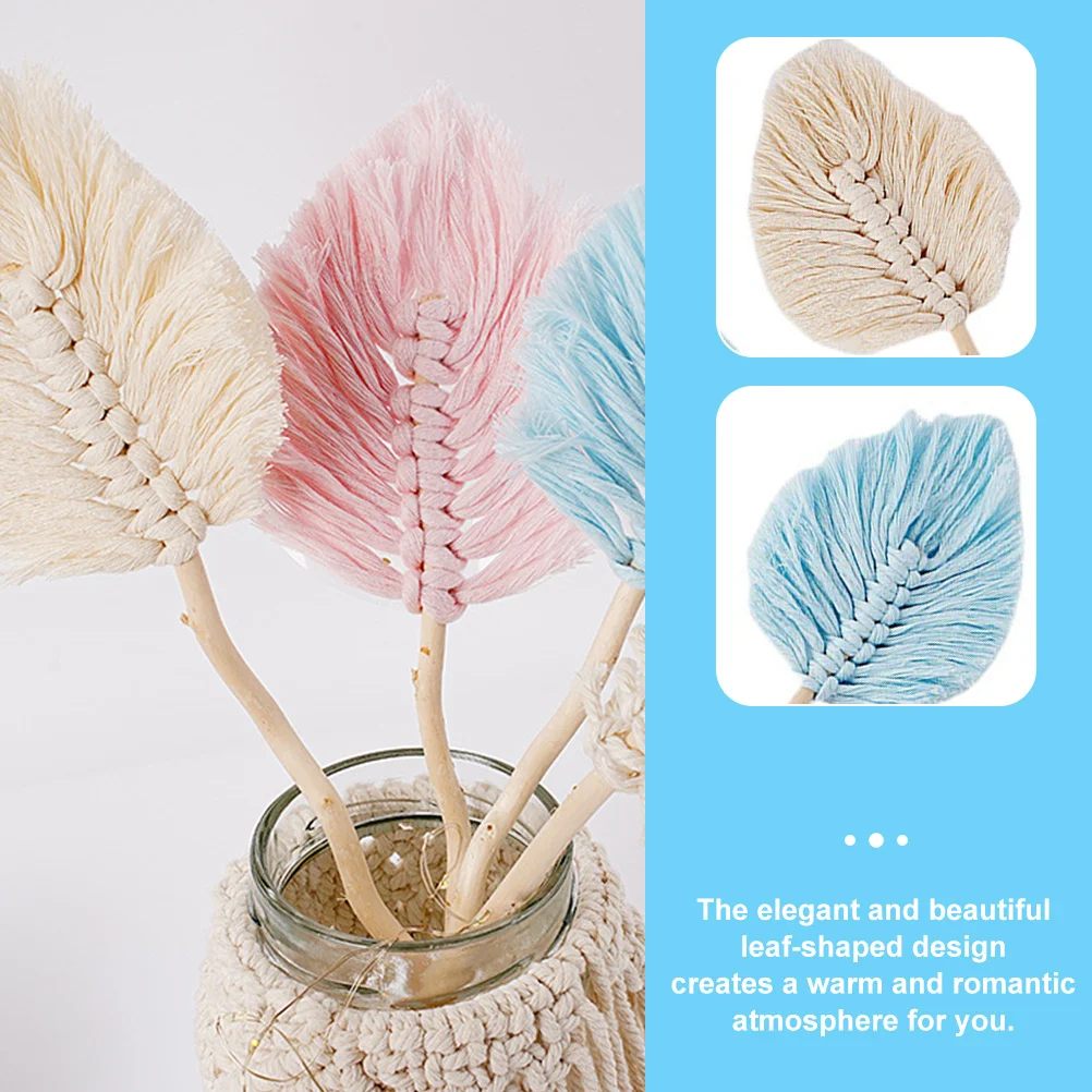 

3Pcs Cotton Rope Leaf Ornament Home Decoration Warm Romantic Office Dining Room Bedroom Elegance Photo Prop Rope Leaf Ornament