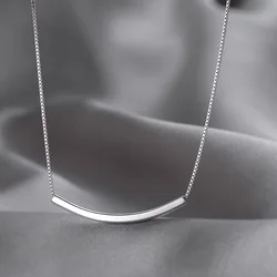 VOQ Silver Color Simple Square Tube Necklace Geometric Smile Clavicle Chain for Women Gifts