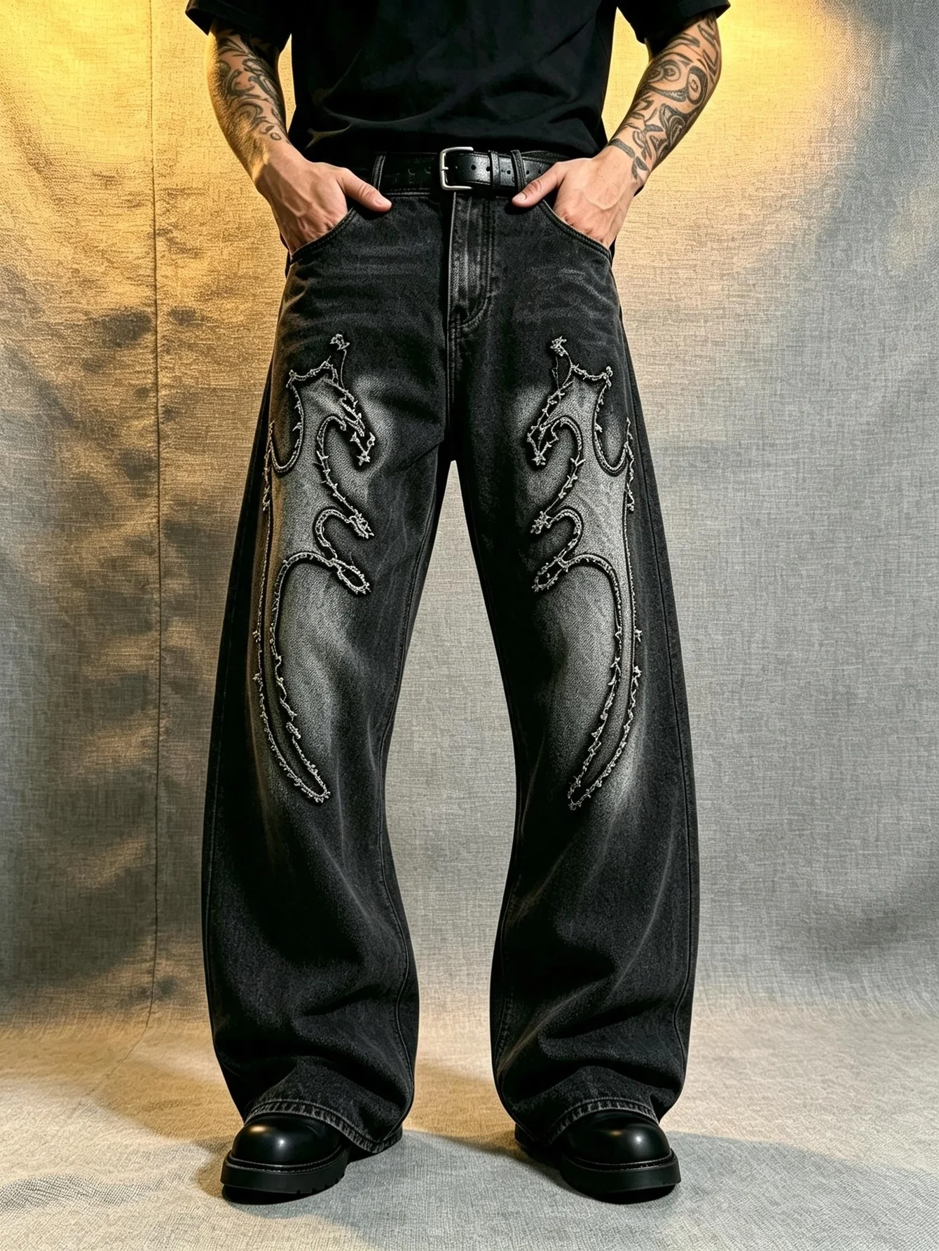 Trendy Retro Y2K American Street Jeans For Men, Comfort Denim Long Pants, Practical Present For Lover