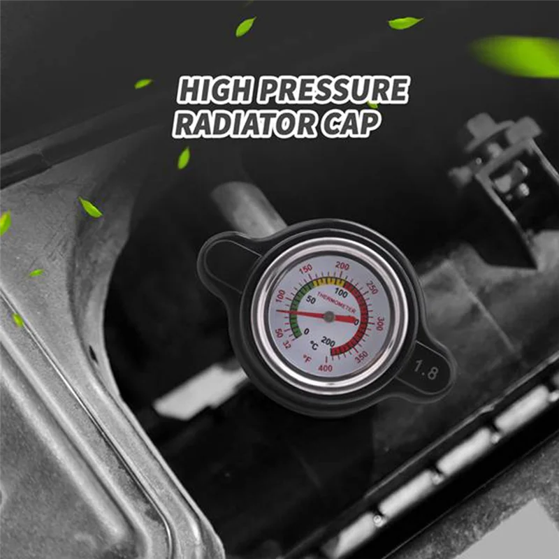A80X-Tutup Radiator Tekanan Tinggi dengan Pengukur Suhu, Tutup Radiator 1.8 Bar 25.6Psi untuk Honda, Kawasaki, Suzuki, Yamaha