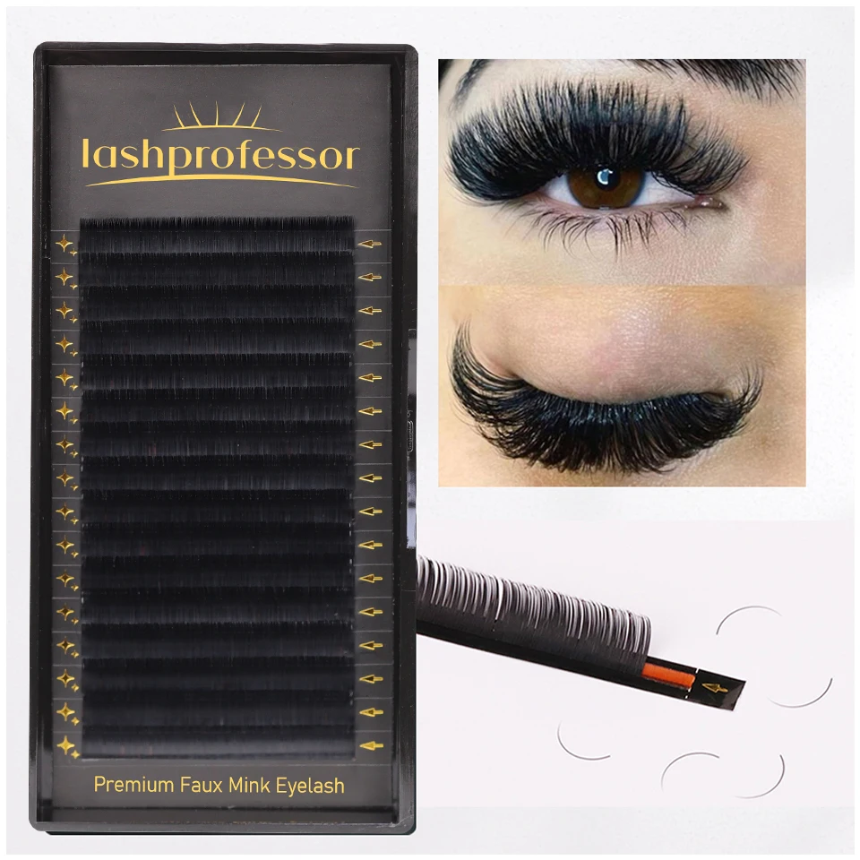 Lashprofessor All Sizes Russian Volume Lash Korea PBT Classic Individual Faux Mink 5-20mm Natural Soft Eyelash Extension Cilios