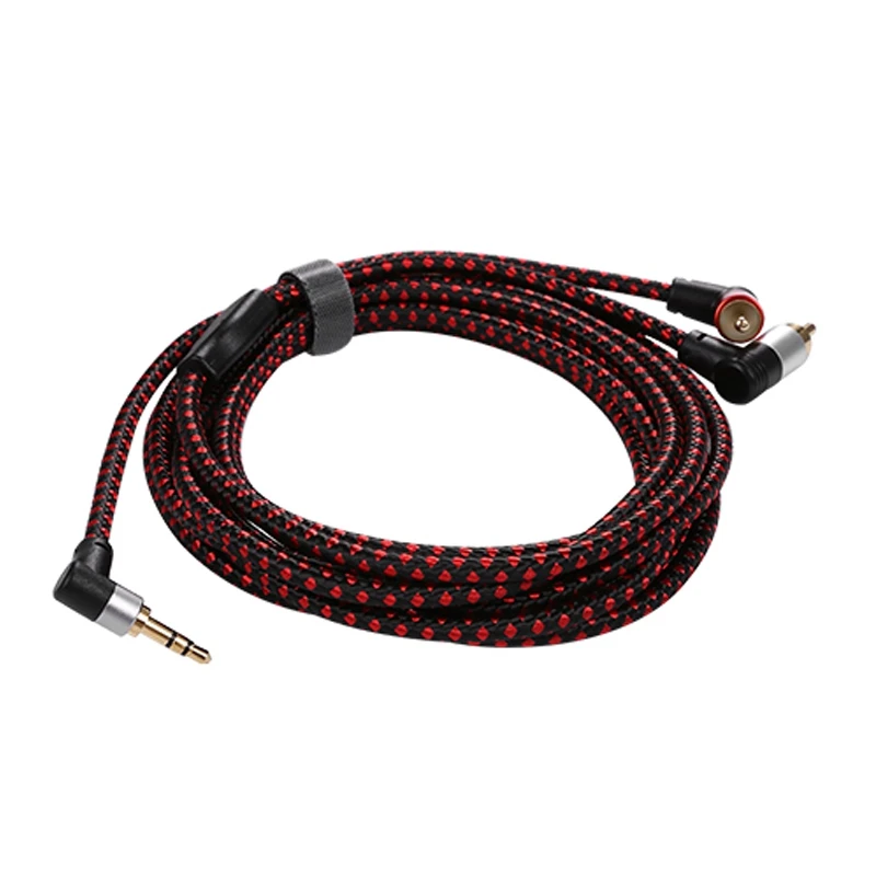 90 Degree 3.5Mm Male To 2 RCA Male Cable Right Angle Stereo AUX Y Splitter Cord Microphone Jack Plug For Laptop 2M