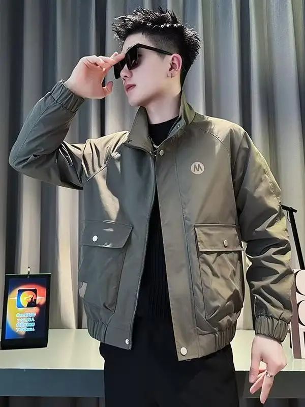 

Повседневная тонкая мужская куртка, весна-осень-зима, свободная посадка из полиэстера, молодежная одежда, обычный све, длинная молния, Cl...