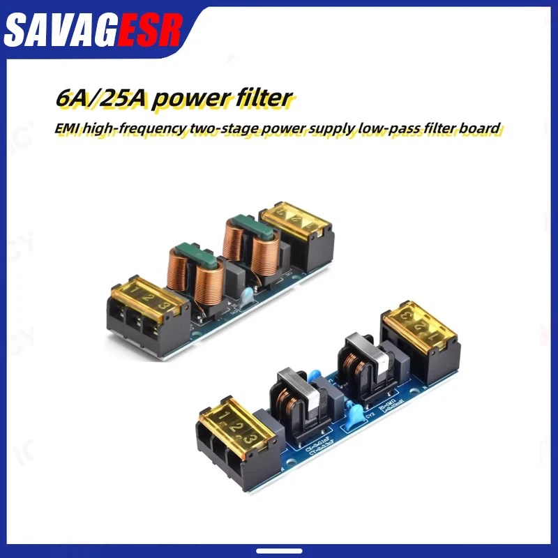 6A/25A power filter EMI high-frequency two-stage power low-pass filter board for precision instruments, automation, etc