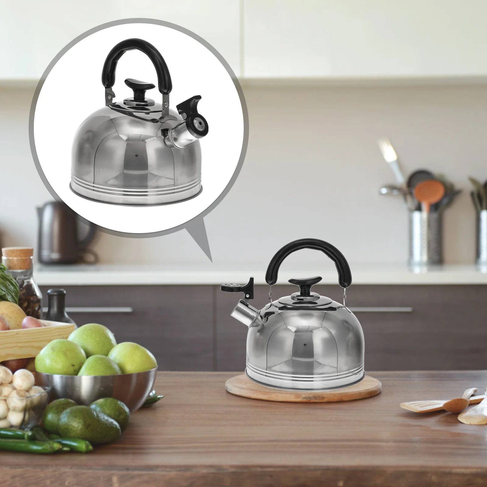 

1Pcs Whistling Water Kettle Stainless Steel Practical Large Capacity Teakettle for Home Tea Coffee Whistling Teakettle