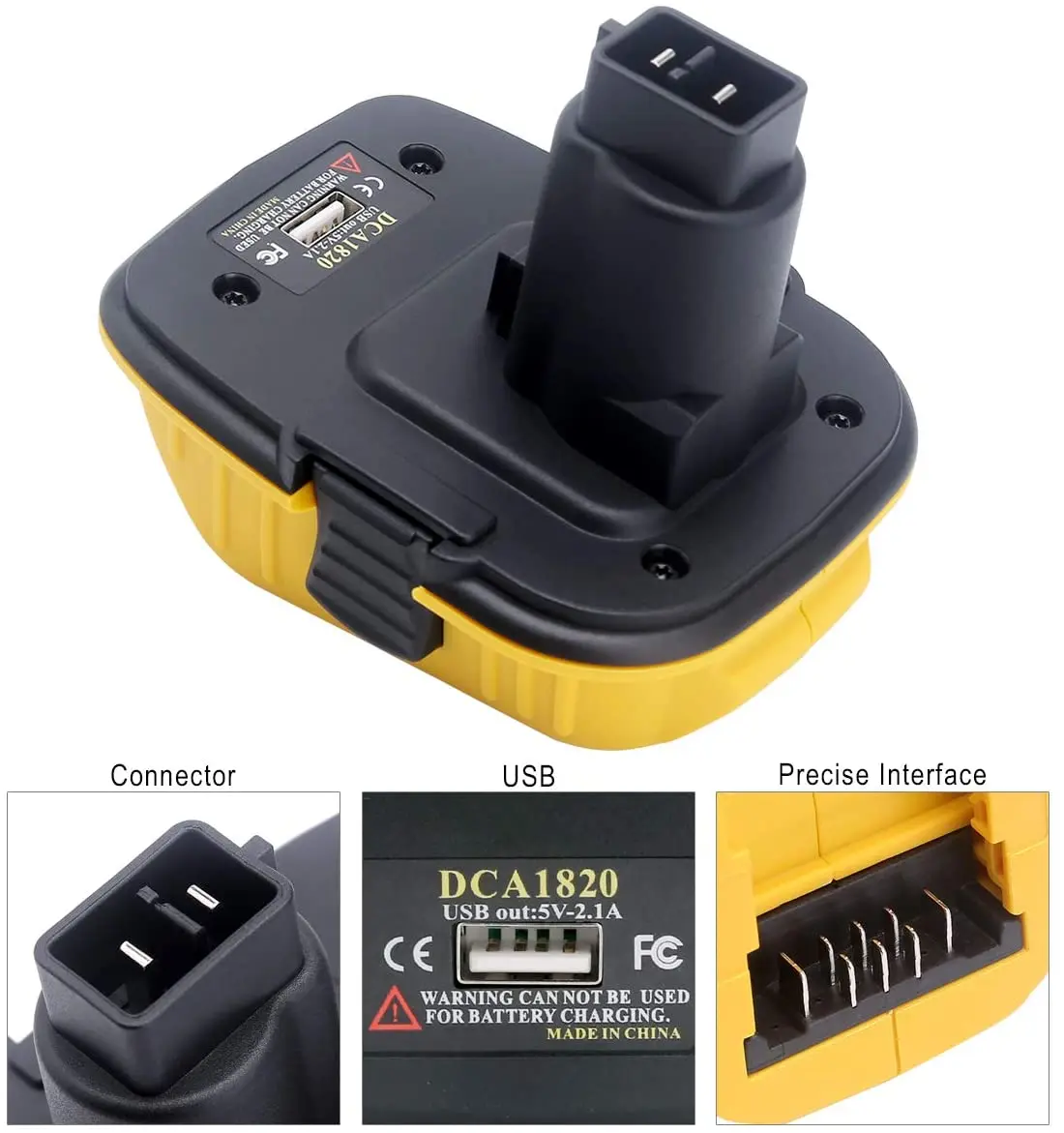 Imagem -02 - para Dewalt 20v Max Adaptador de Bateria Converter para Bateria 18v Antiga Carregador Usb Dca1820