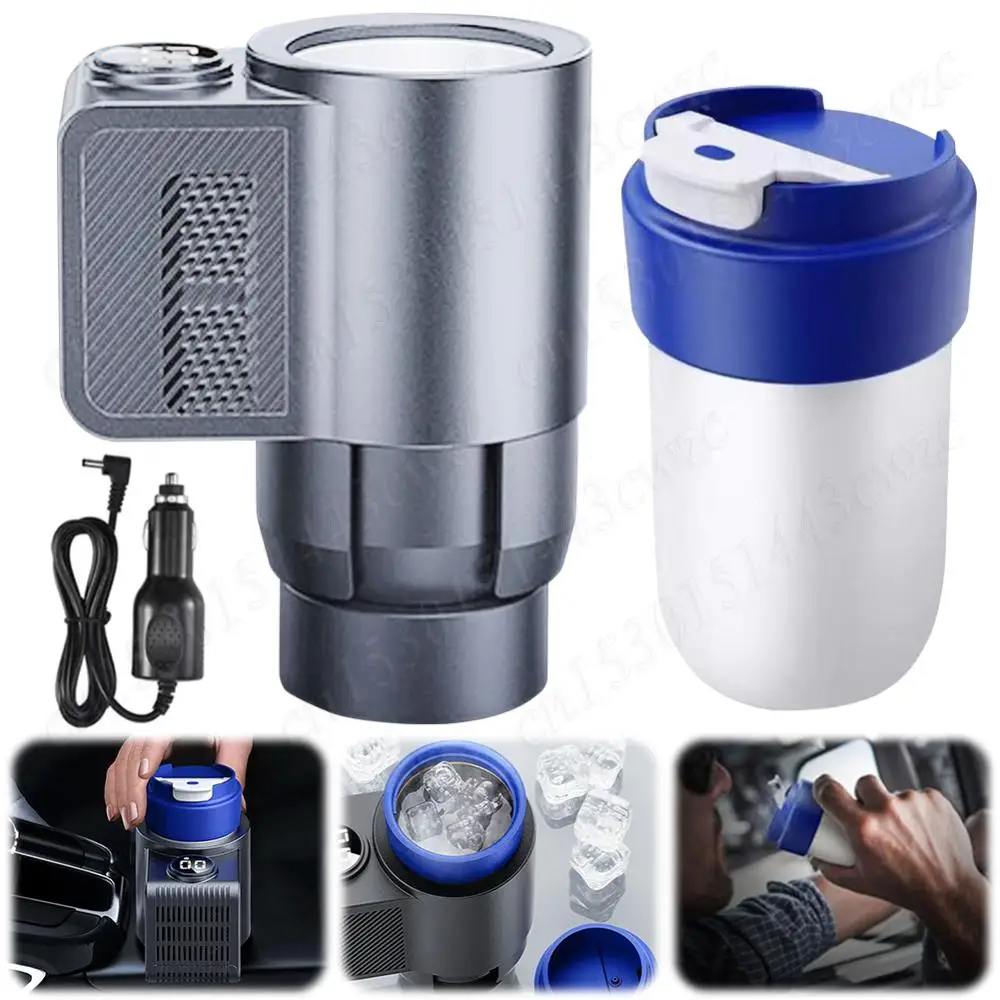 2 In 1 Car Heating Cooling Cup with Digital Display Car Insulation Drink Cooler Cup 12V Electric Beverage Warmer Cooler Holder