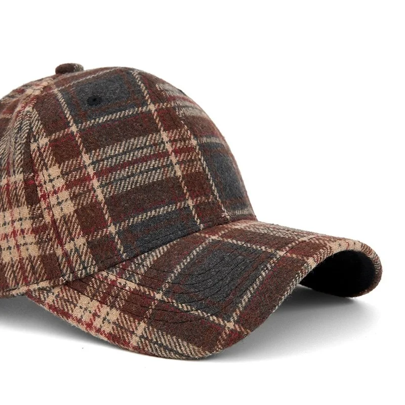 Hüte für Männer und Frauen, neue klassische karierte Baseballkappe für Herbst und Winter, hartkrempige, gesichtsschlankmachende Entenschnabelkappe, Sonnenhut – Detail 2