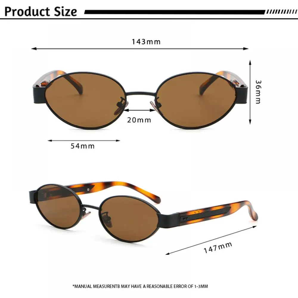 CATERSIDE Neue Retro-Sonnenbrille für Herren, hochwertige Metall-Sonnenbrille mit ovalem kleinem Rahmen, Damen-Sonnenbrille für den Außenbereich, Street-Hip-Hop-Brille, UV400 – Detail 2