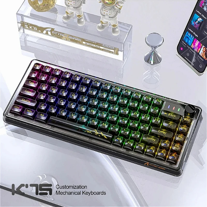 

ATTACK SHARK K75 RGB Wireless Mechanical Keyboard Bluetooth Transparent Gasket Dual ISSP Noise Reduction Full-key Hot-swappable