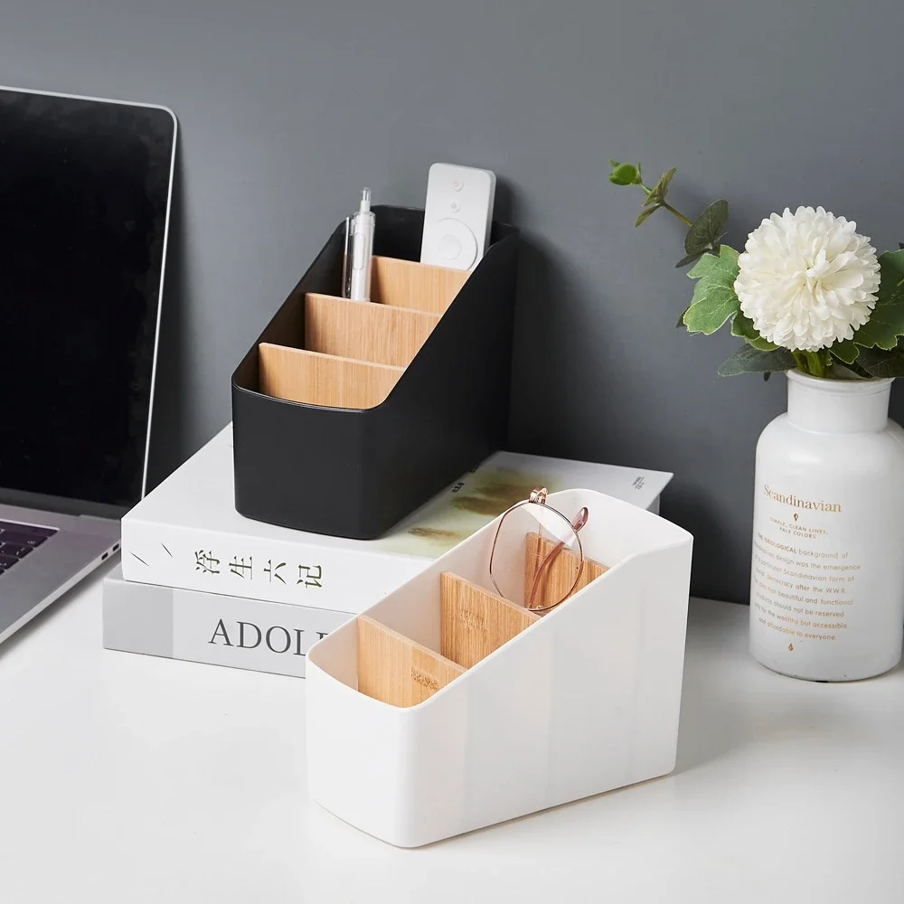Multipurpose Desktop Storage Box, Remote Control Organizer, TV Remote Holder, Table, 4 Slot, Bedroom, Living Room