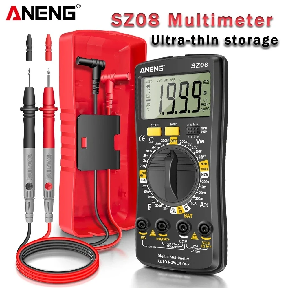 

Digital Multimeter Professional Ultra-thin storage Multimetro Auto Voltmeter AC DC 220V ANENG SZ08 Resistance Handhold Testers