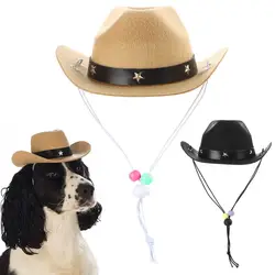 Funny Pet Dog Hat Dog Cowboy Hats Dogs Cat Outdoor Hats Caps For Dogs Cats Adjustable Headwear Pet Accessories Photo Prop