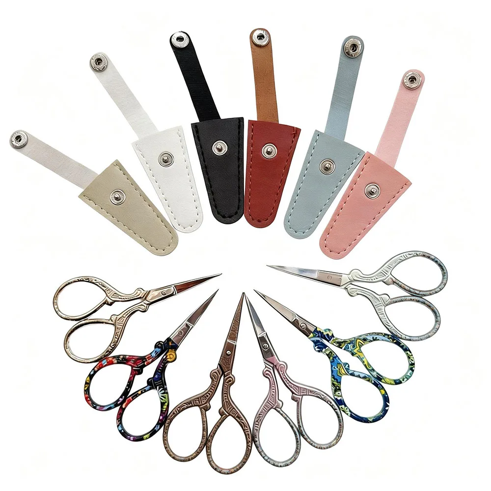 3.6 Inch Sharp Embroidery Scissors Sewing scissors with Leather Scissors Cover for Needlework Craft Sewing Handicraft DIY Tool
