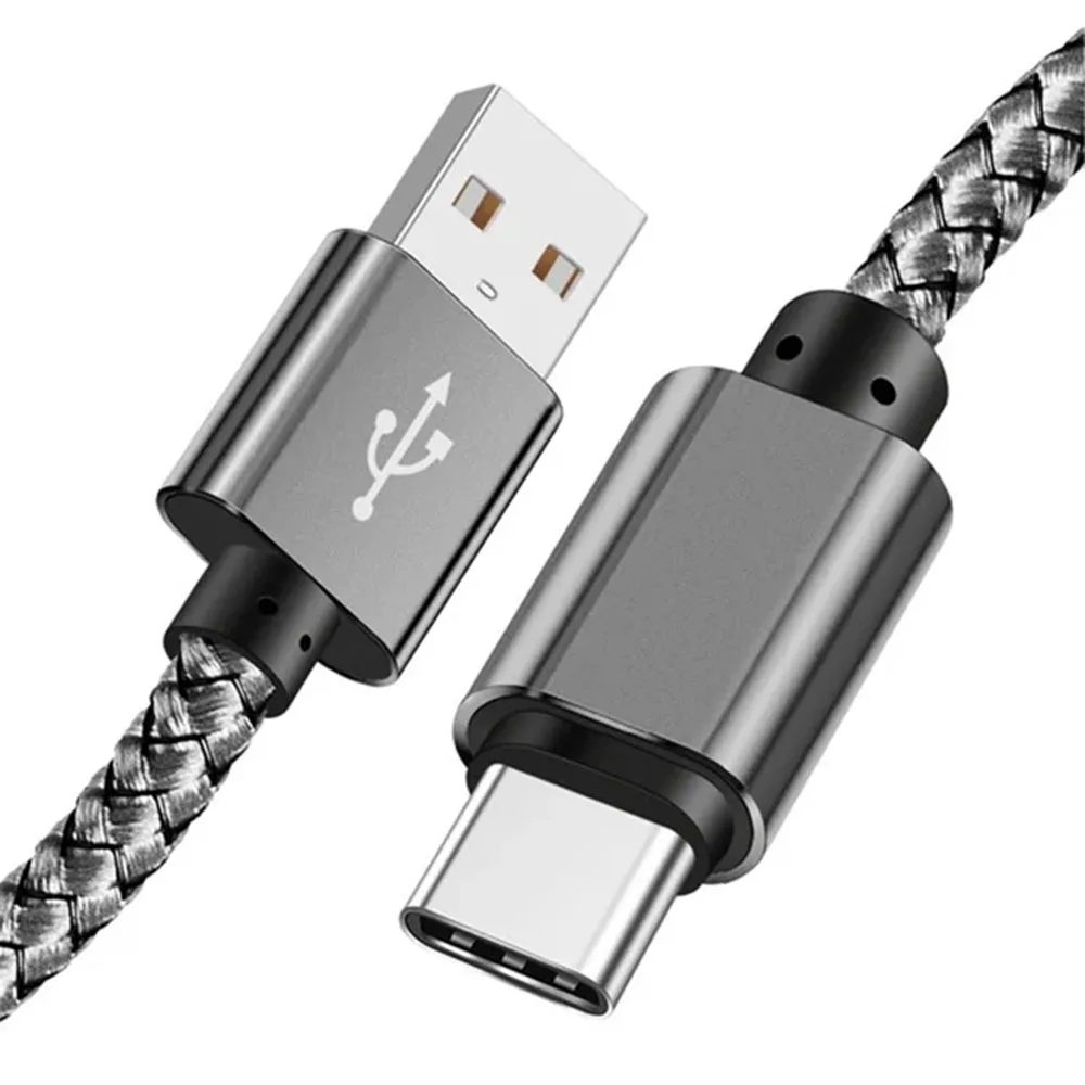 Nylon Datakabel Snelle Oplader USB A naar Type C Oplaadkabel Voor Huawei Samsung Android telefoon Type C Oplaadapparaat 1M 2M 3M