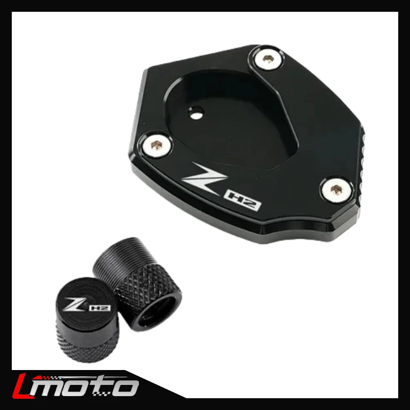 

For KAWASAKI ZH2 ZH2 Z H2 2019-2025+ Motorcycle Side Stand Enlarged Plate Kickstand & Tire Valve Caps Accessories