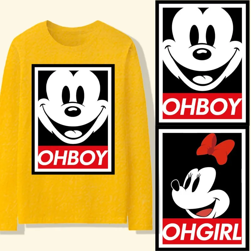 

Disney Mickey Minnie Couple Dress Autumn Anime Joint Long-sleeved T-shirt Male Fashion Ins Cotton Cartoon Clothes