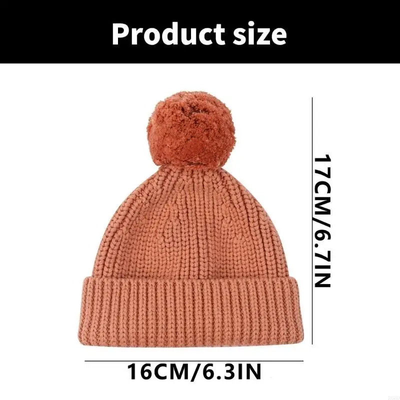 R66D Эластичная вязаная шапка Детская шапка Вязаная шапка Детские хлопковые шапки с помпонами Капот Шапки для новорожденных 0-6