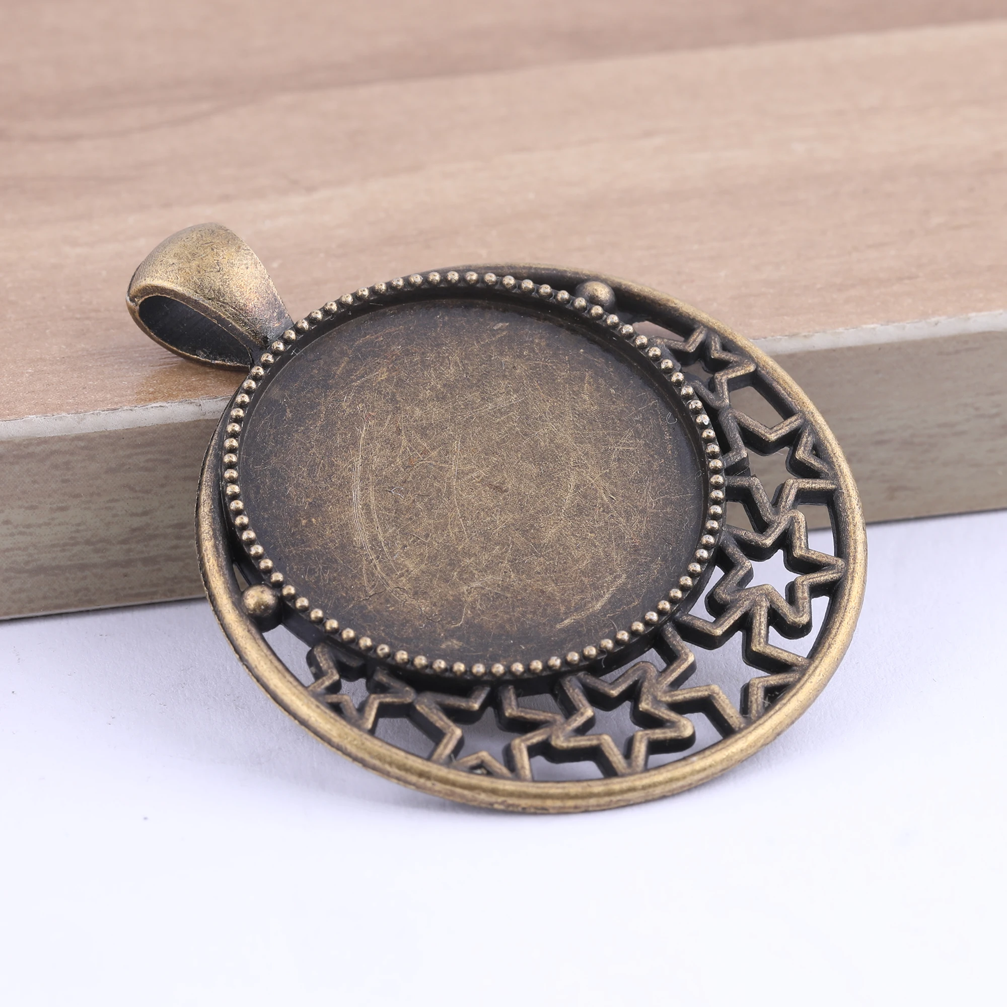 5pcs 25mm Cabochon Base Settings Antique Bronze Silver Pendant Bezel Trays Diy Keychain Charm Blanks For Jewelry Making