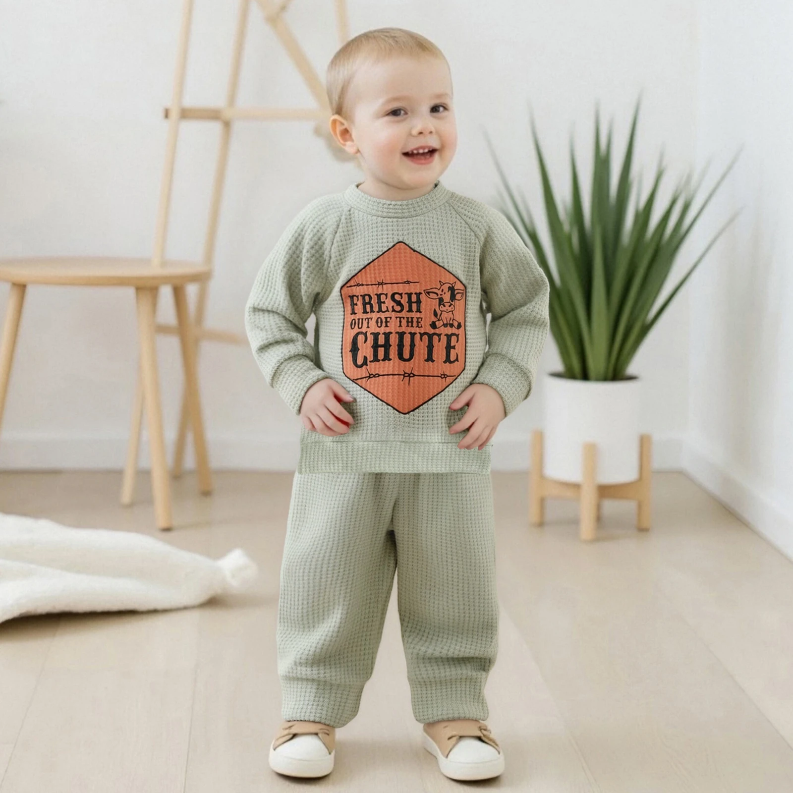 

Toddler Clothing Baby Boys Fall Clothes Set Letter Pattern Long Sleeve Pullover Bow Pants Set 2 Pcs Outfits