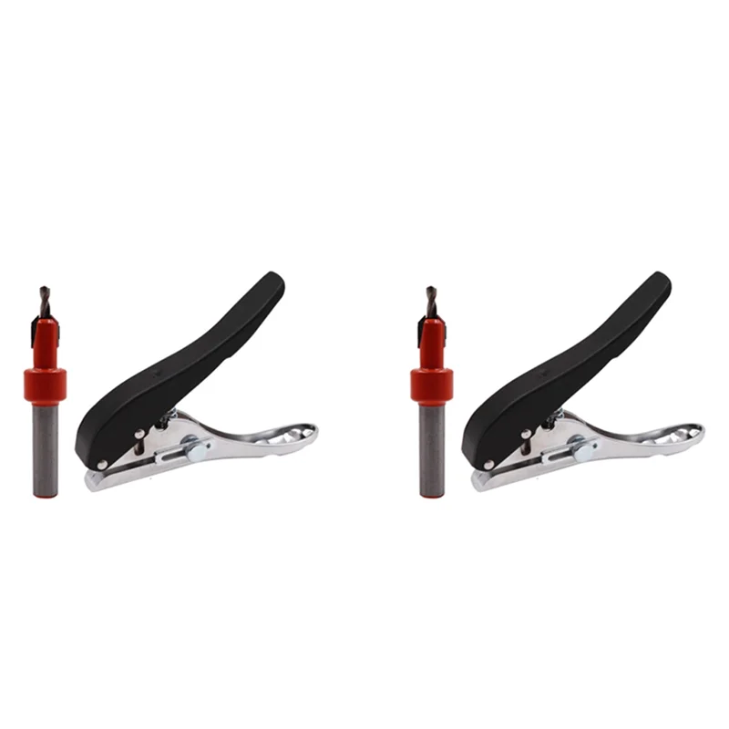 

4Pcs Woodworking Tool Plier Card Hole Punch Set Paper Screw Cover With Countersink Drill 2.8Mm Adjustable Position