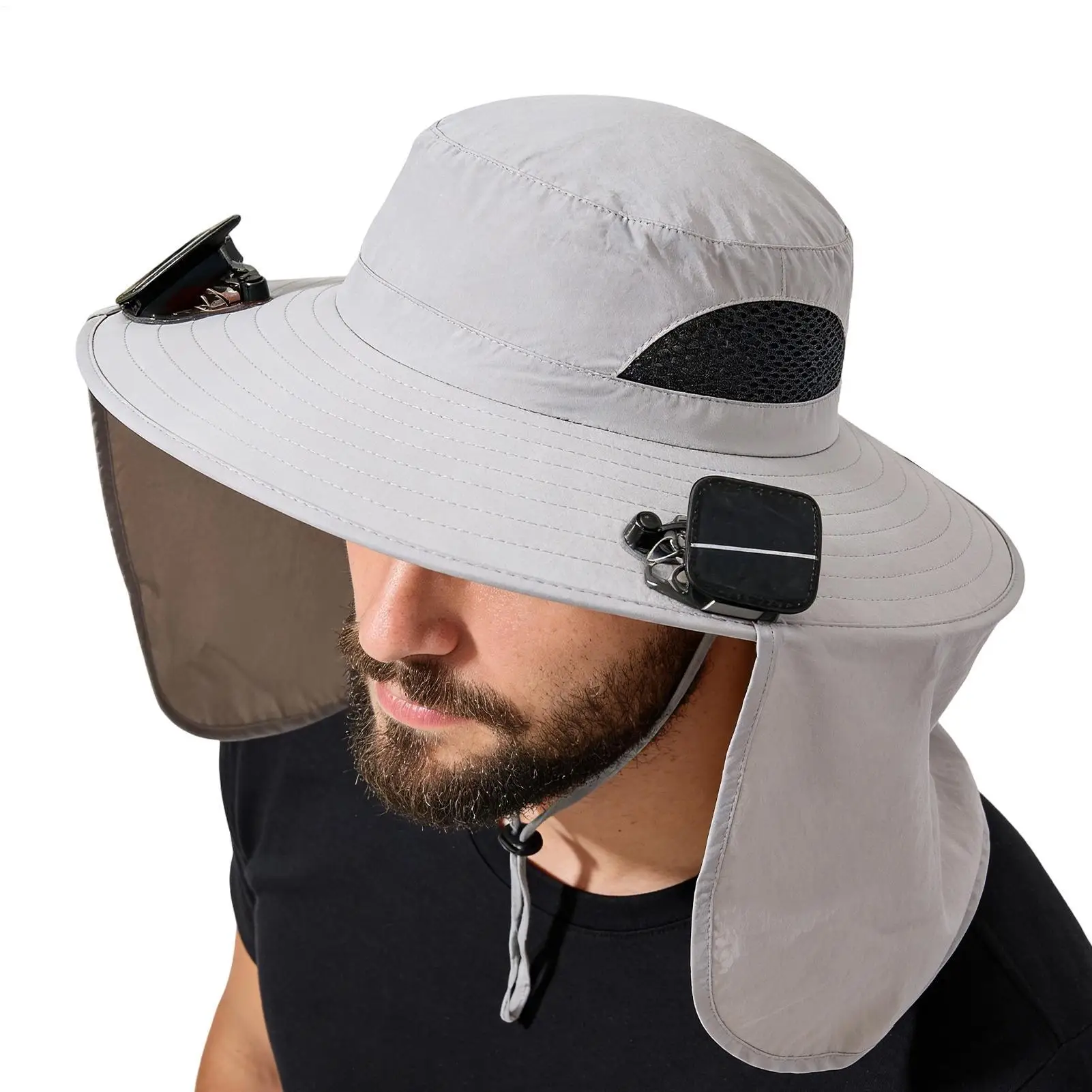 

Солнцезащитная шляпа с вентиляторами, дышащая, складная, с защитой от УФ-излучения, для мужчин и женщин, с 2 солнечными вентиляторами, для садоводства и походов