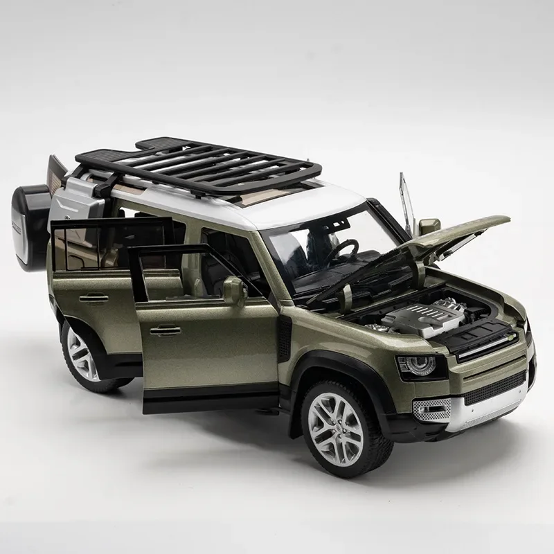 1:18 Land Rover Defender SUV Off-road Alloy Model Car Diecast Toy Car Collection Simulation Sound Light Children Day Gifts