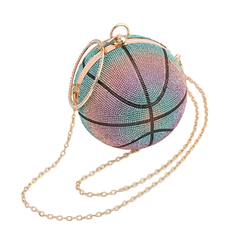 Lady Purse Wedding Clutch Crossbody Shoulder Bag for Women Round Basketball Evening Bag Party Banquet Bags E74B