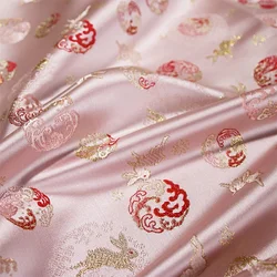 Rabbit Pattern Woven Brocade Jacquard Fabric for Clothing Hanfu Cheongsam Stage Costumes Designer Diy Sewing Material Cloth